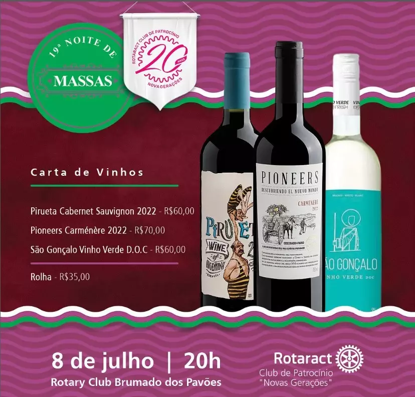 Vem aí a 19ª Noite de Massas do Rotaract Clube 